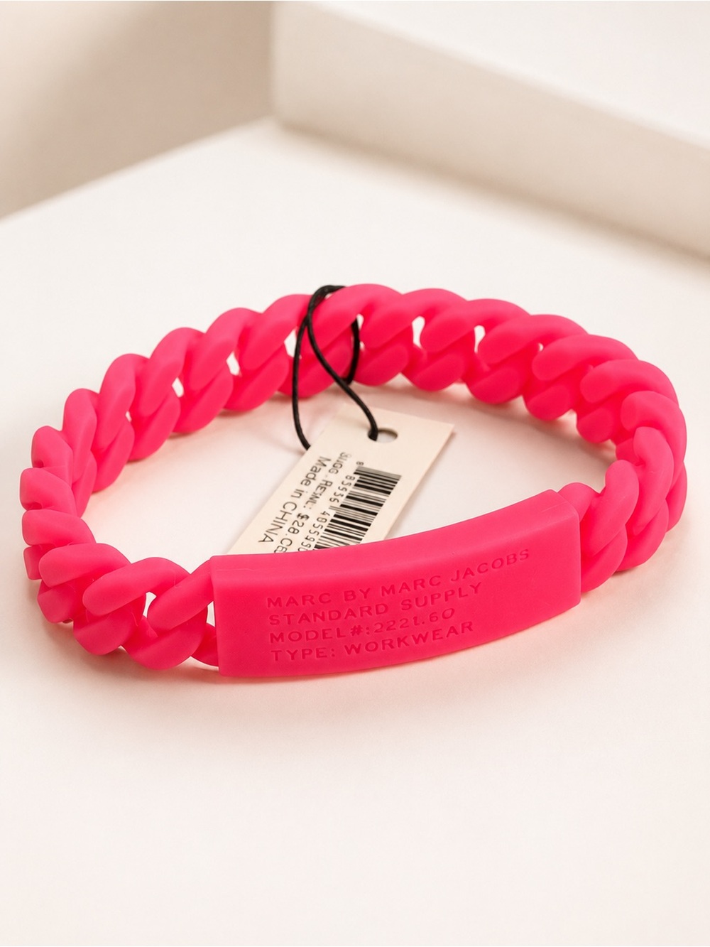 Christian Louboutin Loubilink Studded Silicone Bracelet, Fluo Pink